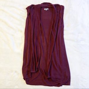 Maroon Knit Sleeveless Cardigan